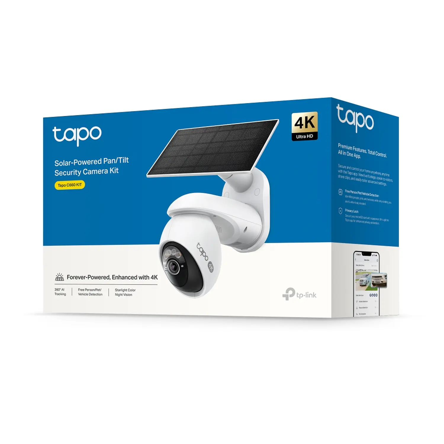 TP-Link Tapo C660 KIT, Cámara Solar 4K 8MP, Giro 360°, IA, Wi-Fi Dual, microSD 512GB, IP65 5