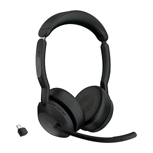 Jabra Evolve2 55 MS Stereo, Audífonos Bluetooth ANC, 4 Micrófonos, USB-C, 18 h, Negro