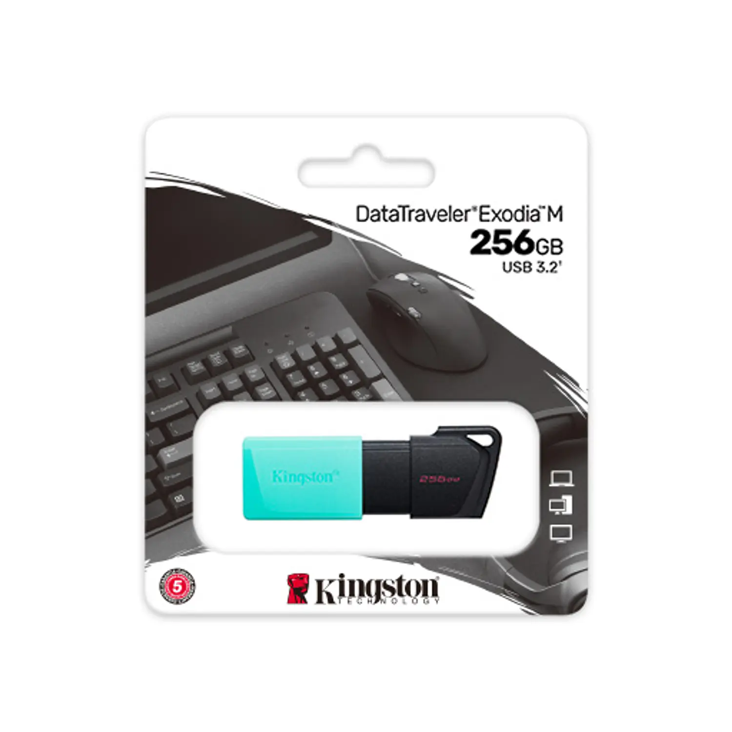 Kingston DataTraveler Exodia M, Pendrive 256GB USB-A, USB 3.2 Gen 1, Negro con Tapa Turquesa 4