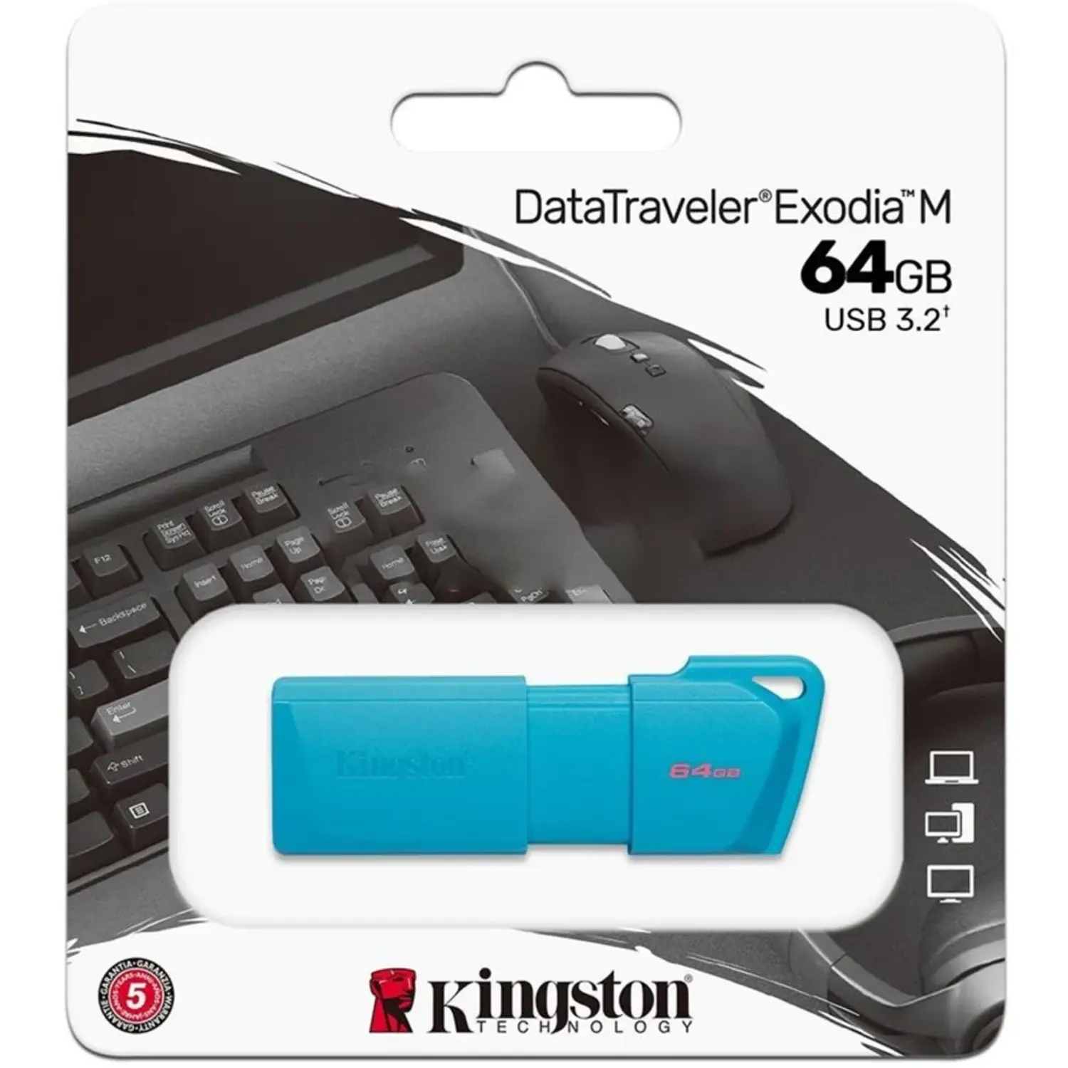 Kingston DataTraveler Exodia M, Pendrive 64GB USB-A, USB 3.2 Gen 1, Azul Aqua 3