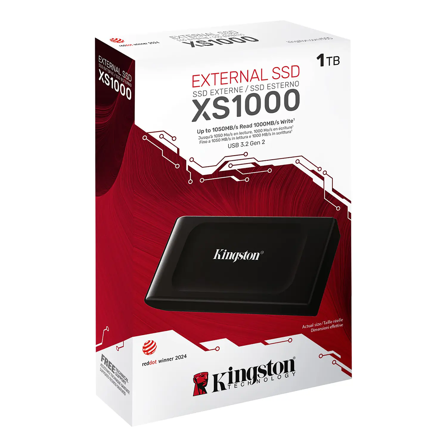 Kingston XS1000, SSD Externo Portátil 1TB, USB 3.2 Gen 2, 1050/1000MB/s, USB-C y USB-A, Negro 3
