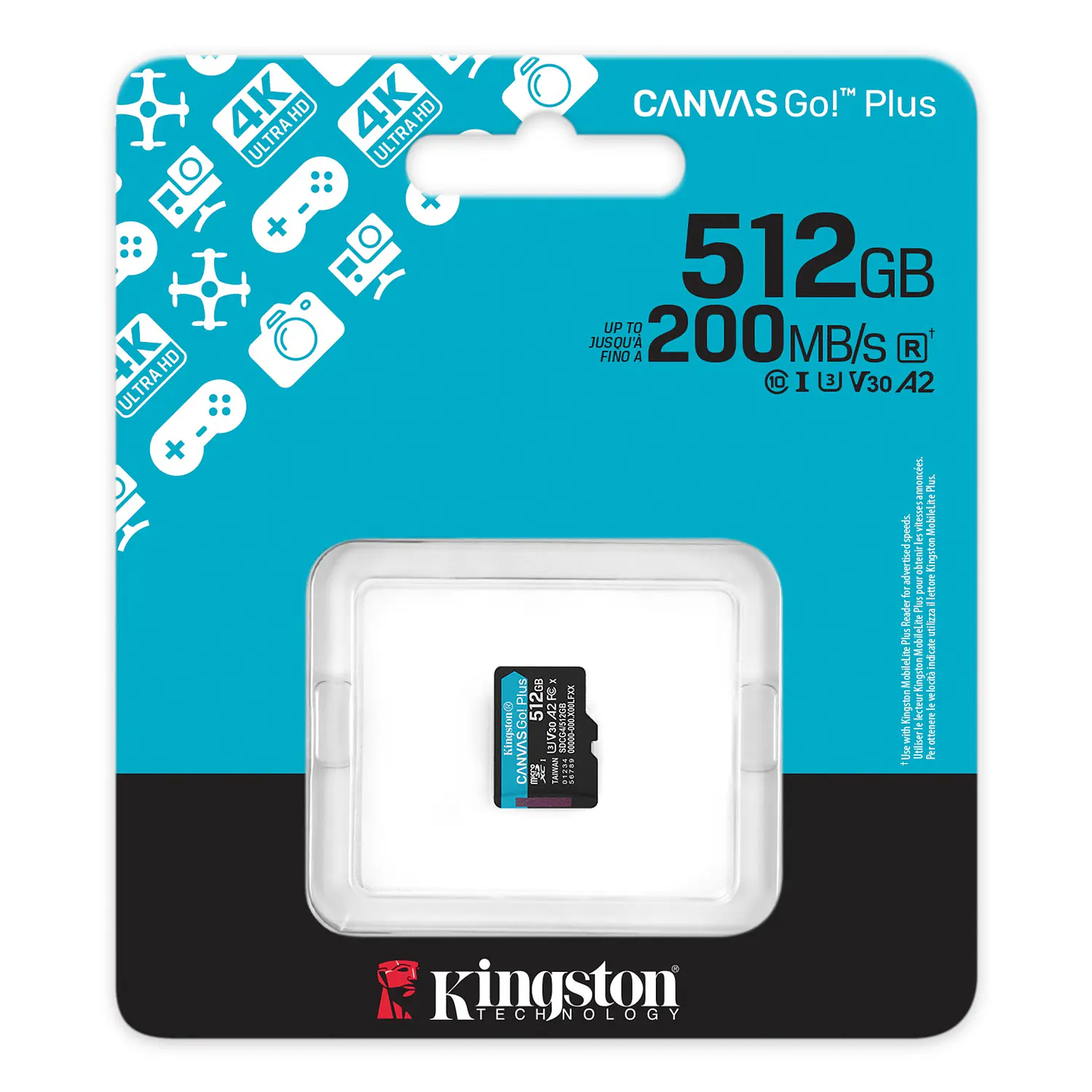 Kingston Canvas Go! Plus, Tarjeta microSDXC 512GB, 200/160MB/s, U3, V30, A2 3
