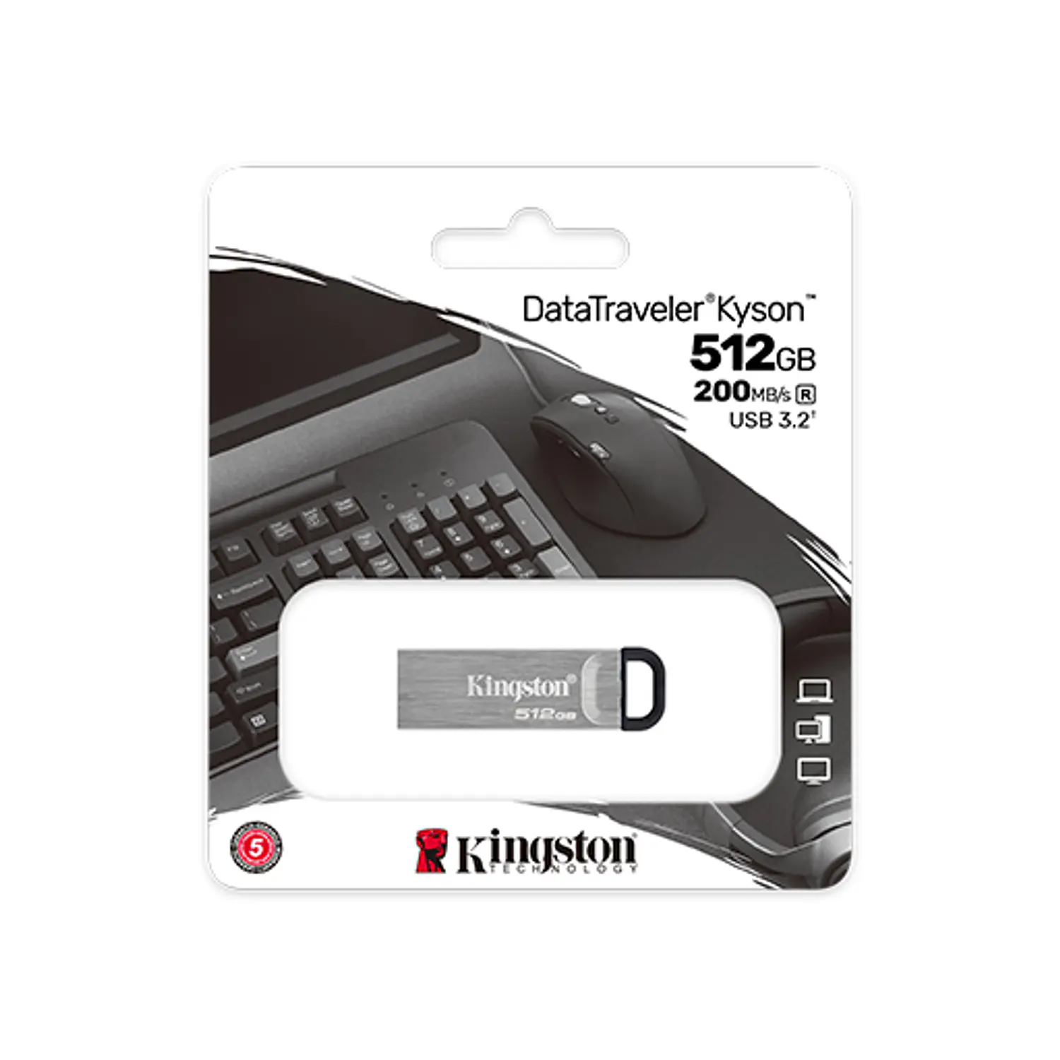 Kingston DataTraveler Kyson, Pendrive 512GB, USB-A 3.2 Gen 1, 200/60MB/s, Metal 3