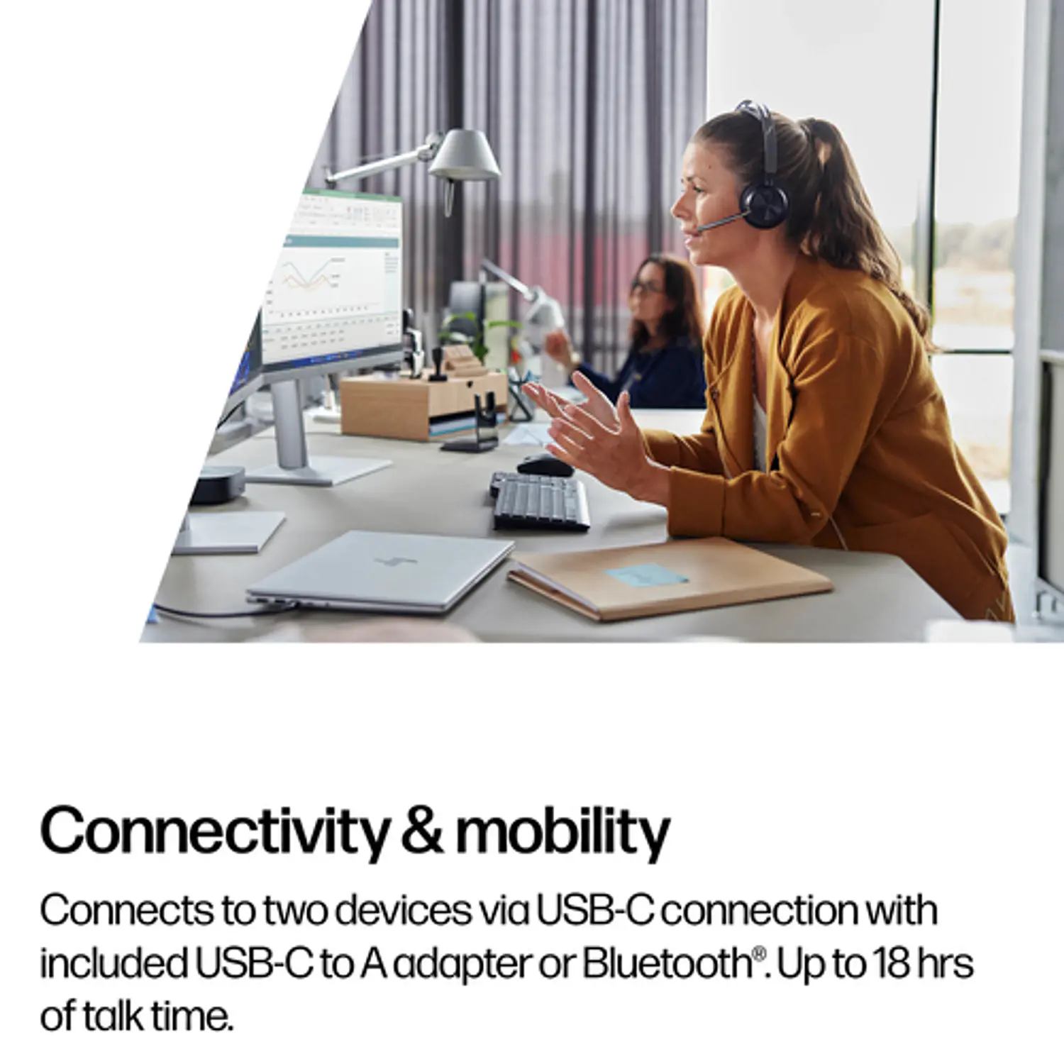 Poly Voyager Focus 2, Audífono Bluetooth, ANC, Microsoft Teams, USB-C/A, Base de Carga 10