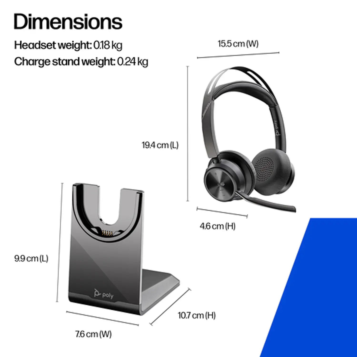 Poly Voyager Focus 2, Audífono Bluetooth, ANC, Microsoft Teams, USB-C/A, Base de Carga 14