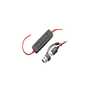 Poly Blackwire 3210, Audífono Monoaural Cableado USB-C, Micrófono, Adaptador USB-A, Negro