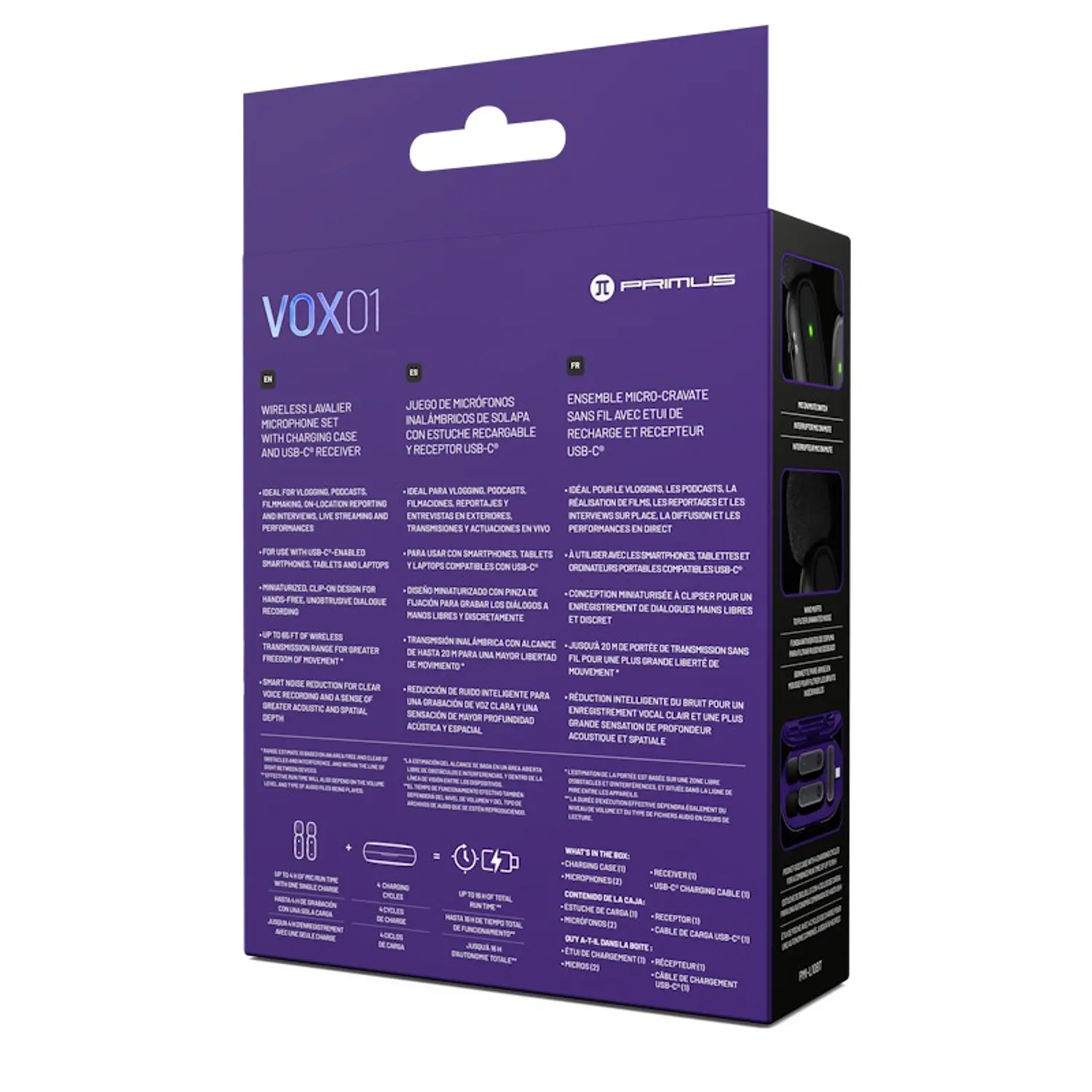 Primus VOX01 PMI-L10BT Kit 2 Micrófonos Inalámbricos de Solapa, USB-C, 20m, 16h 5