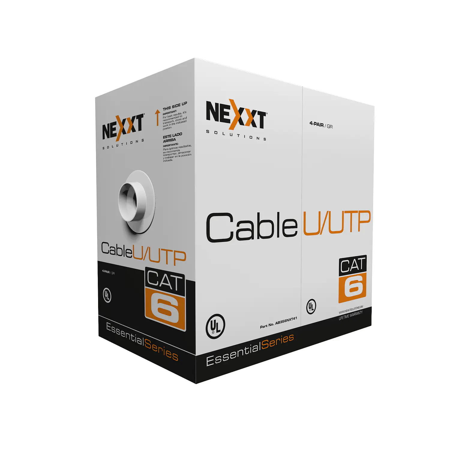 Nexxt Solutions AB356NXT41, Cable de Red Cat6 U/UTP, Bobina 102m, 24AWG, 4 Pares, 250MHz, CMX, Gris 1