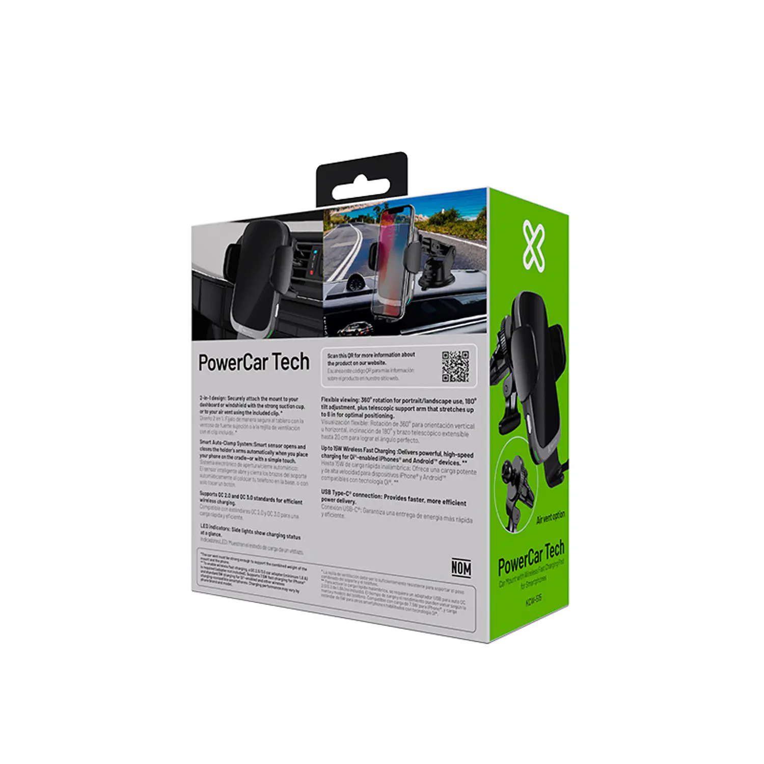 Klip Xtreme PowerCar Tech KCW-515, Cargador Inalámbrico para Auto Qi 15W, con Sensor Automático 9