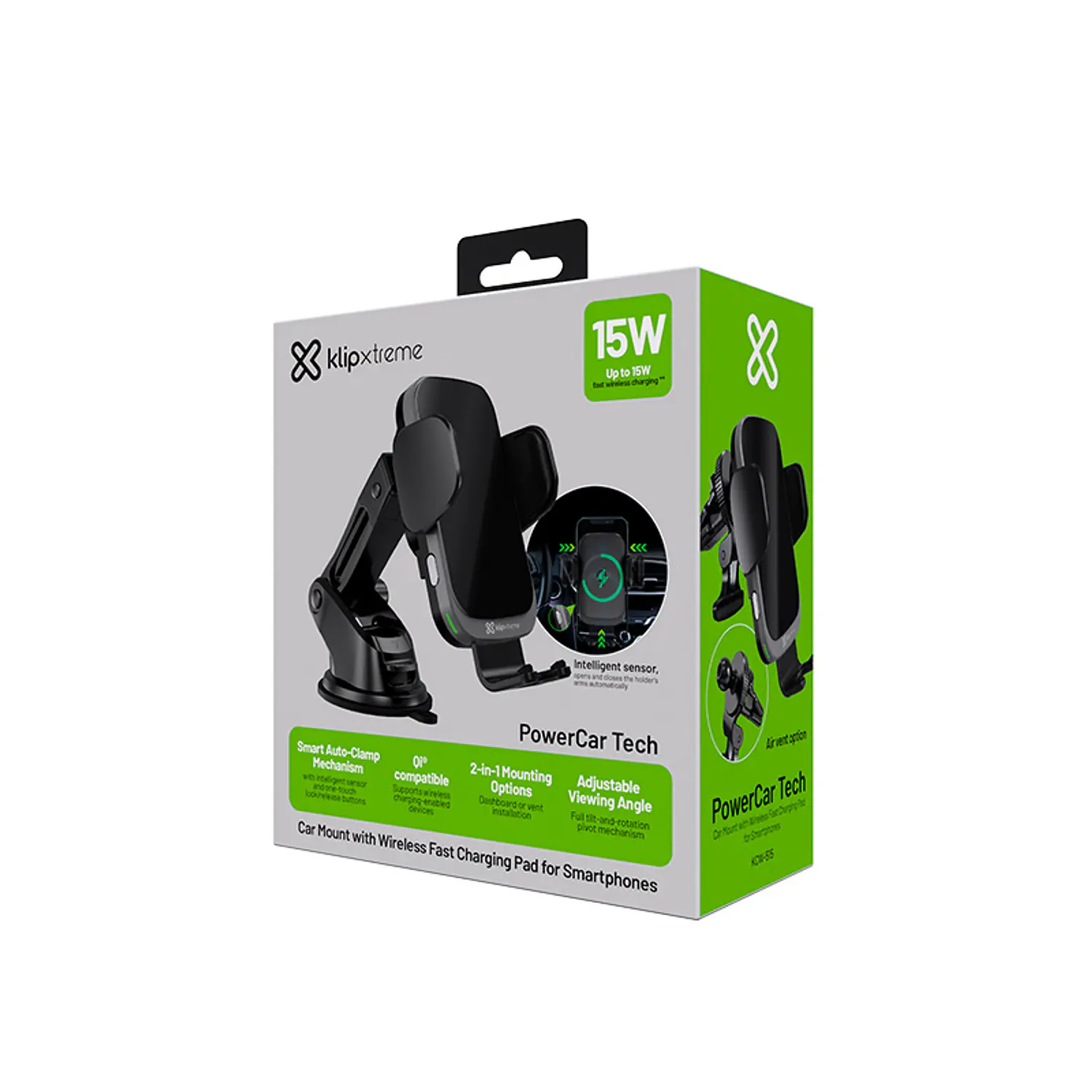 Klip Xtreme PowerCar Tech KCW-515, Cargador Inalámbrico para Auto Qi 15W, con Sensor Automático 8