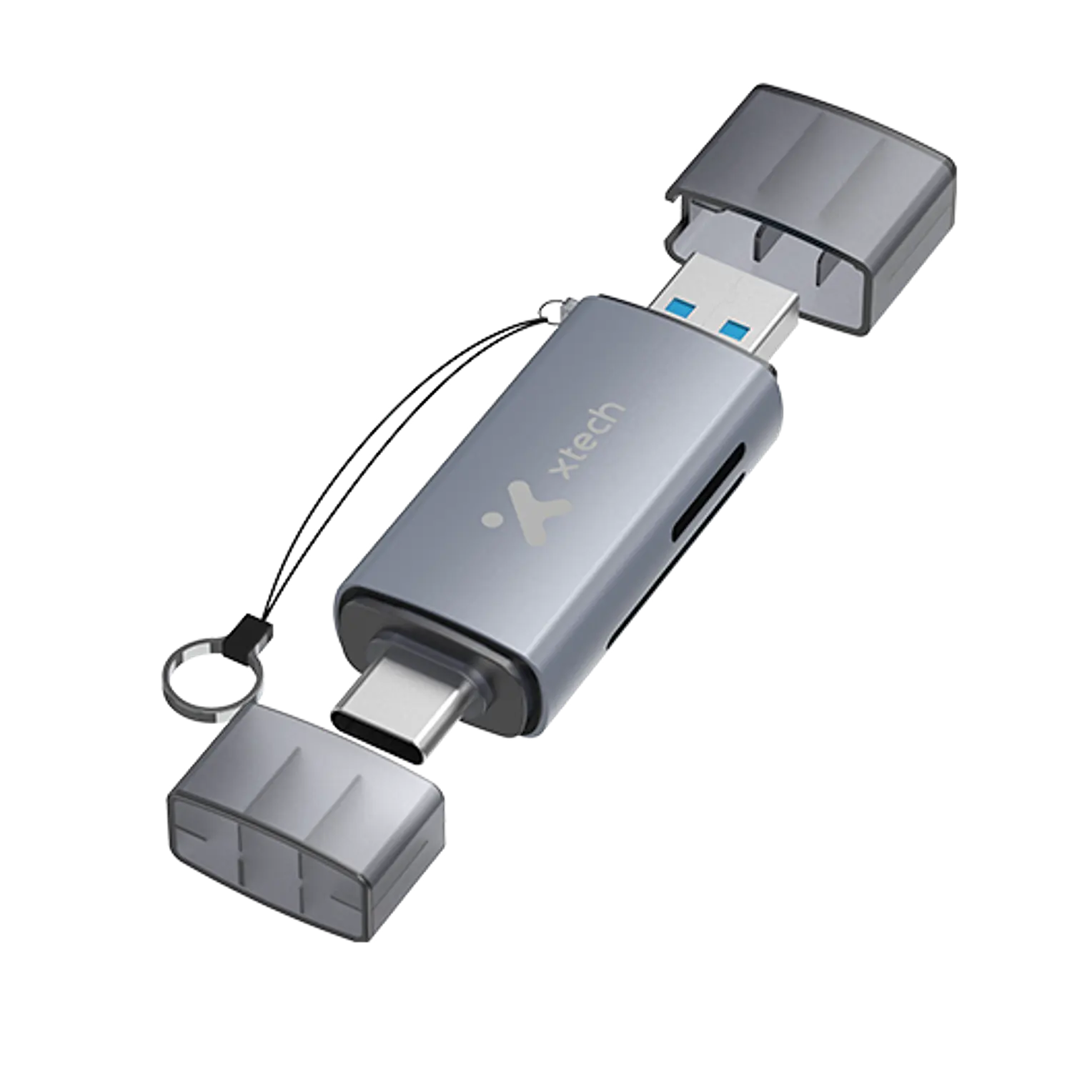 Xtech XTC-581, Lector de Tarjetas SD y microSD, USB-C/USB-A 3.0, 5Gbps, OTG 1