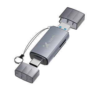 Xtech XTC-581, Lector de Tarjetas SD y microSD, USB-C/USB-A 3.0, 5Gbps, OTG