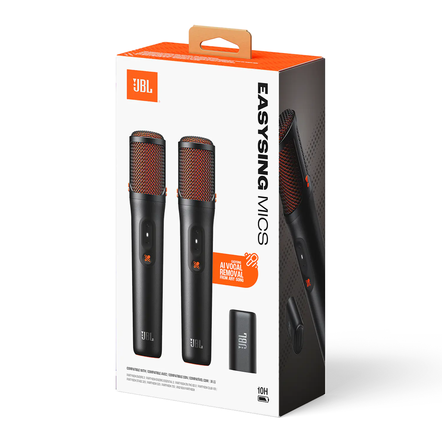 JBL EasySing Mics, 2 Micrófonos Inalámbricos con IA y Dongle USB-C para PartyBox, Negro 6