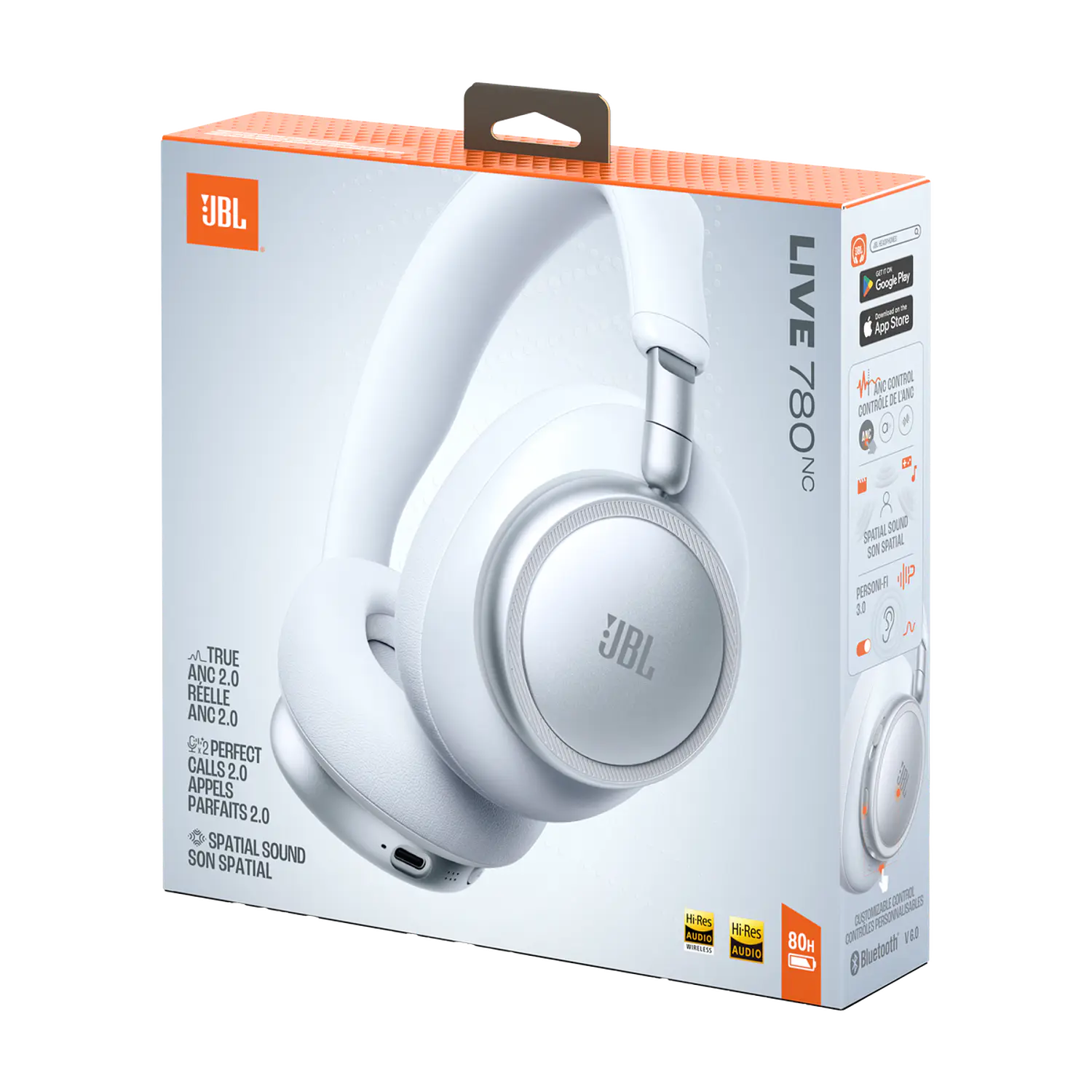 JBL Live 780NC, Audífonos Over-Ear Inalámbricos, ANC 2.0, Hi-Res, Bluetooth 6.0, 80h, Blanco 9