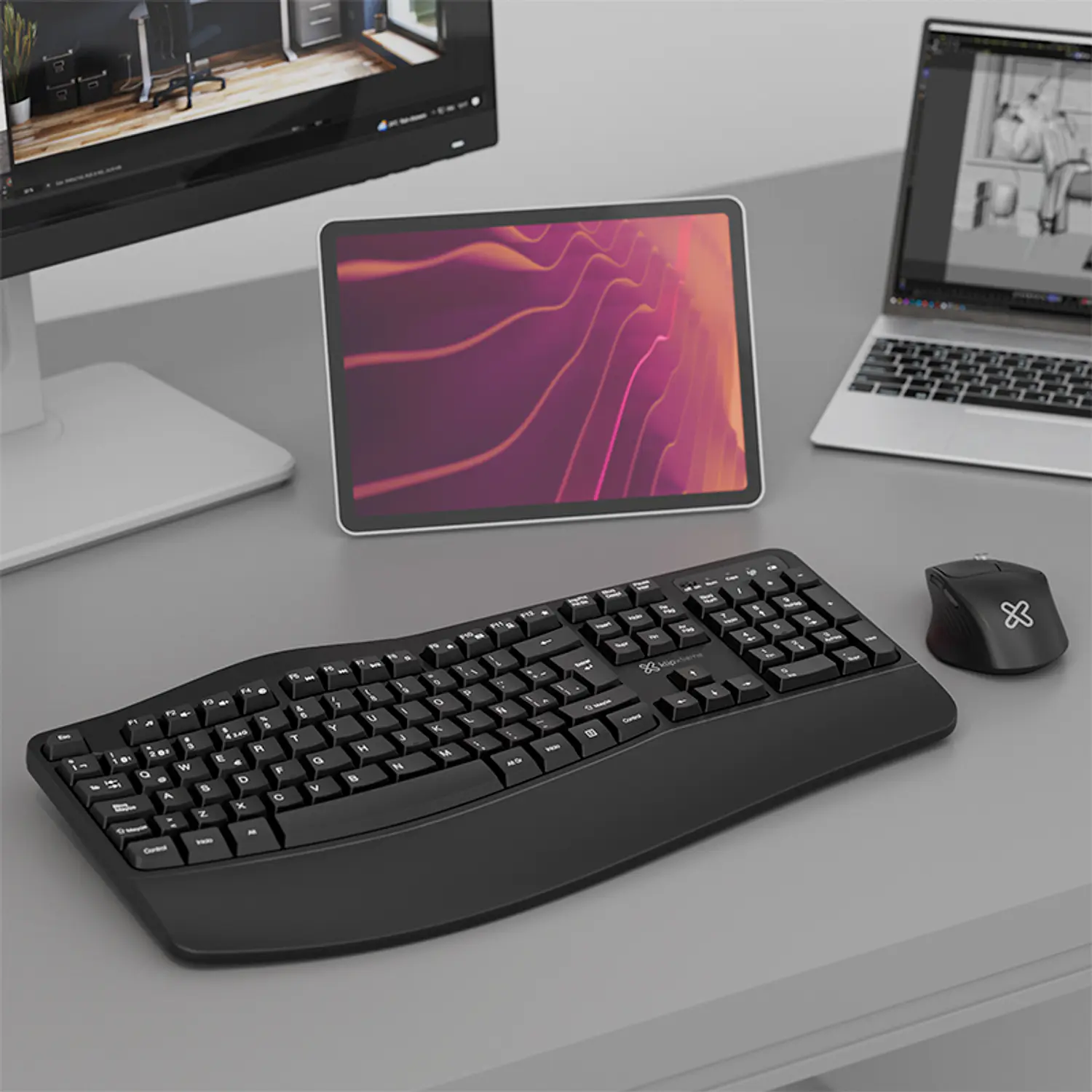 Klip Xtreme ErgoLink Duo KBK-760, Teclado y Mouse Ergonómicos, Bluetooth y 2.4GHz 8