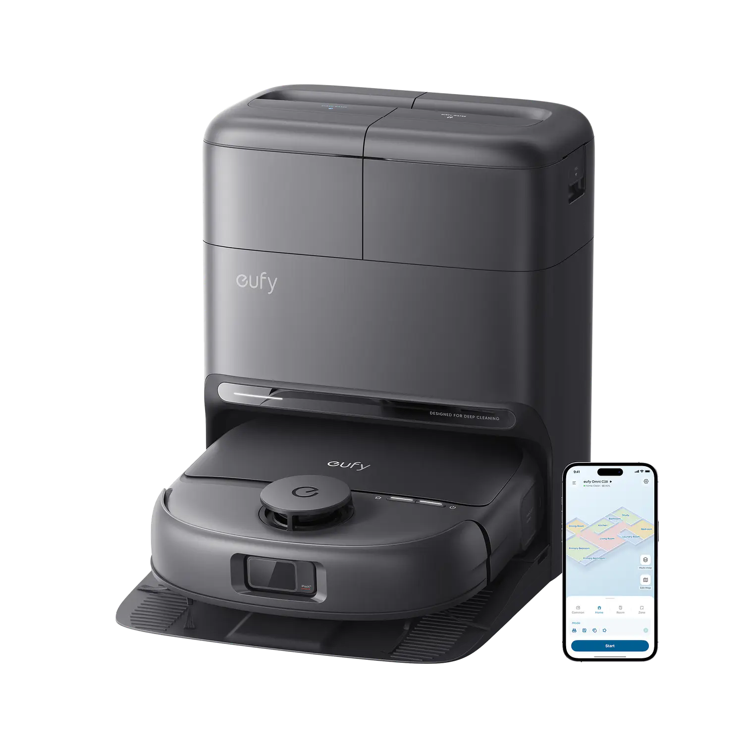 Eufy Omni C28 T211A310, Robot Aspirador y Mopa 15.000 Pa, Estación 5 en 1, Negro