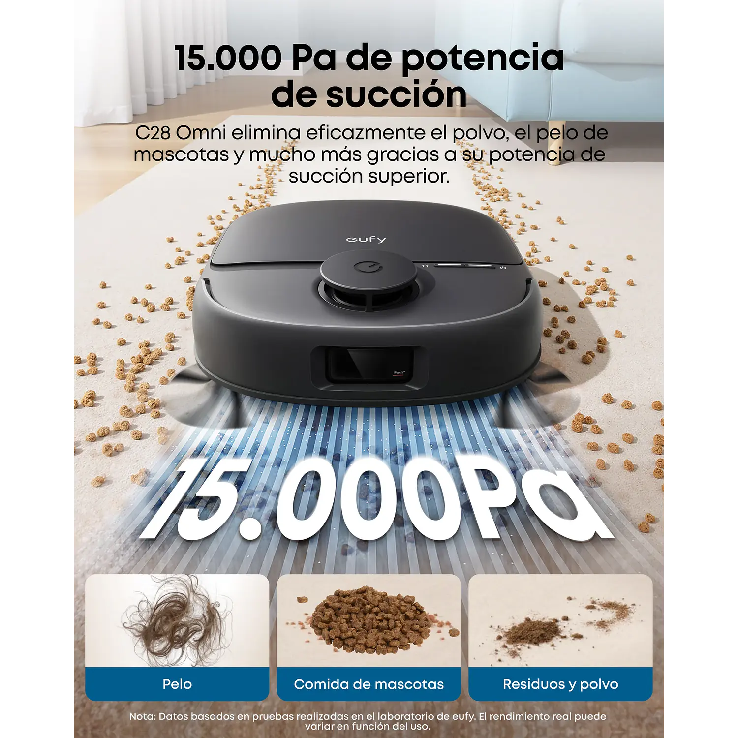 Eufy Omni C28 T211A310, Robot Aspirador y Mopa 15.000 Pa, Estación 5 en 1, Negro 7