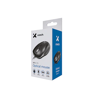 Xtech XTM-175, Mouse Óptico Cableado USB, 1000 DPI, 3 Botones, Negro