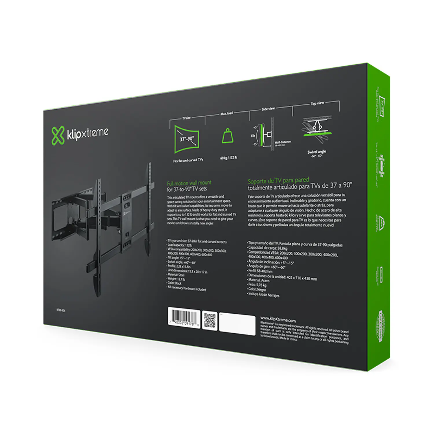 Klip Xtreme KTM-956, Soporte Articulado para TV 37-90