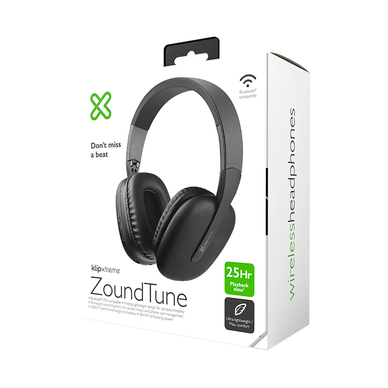 Klip Xtreme KWH-010BK ZoundTune Audífonos Bluetooth On-Ear, 25h, 3.5mm, Negro 5
