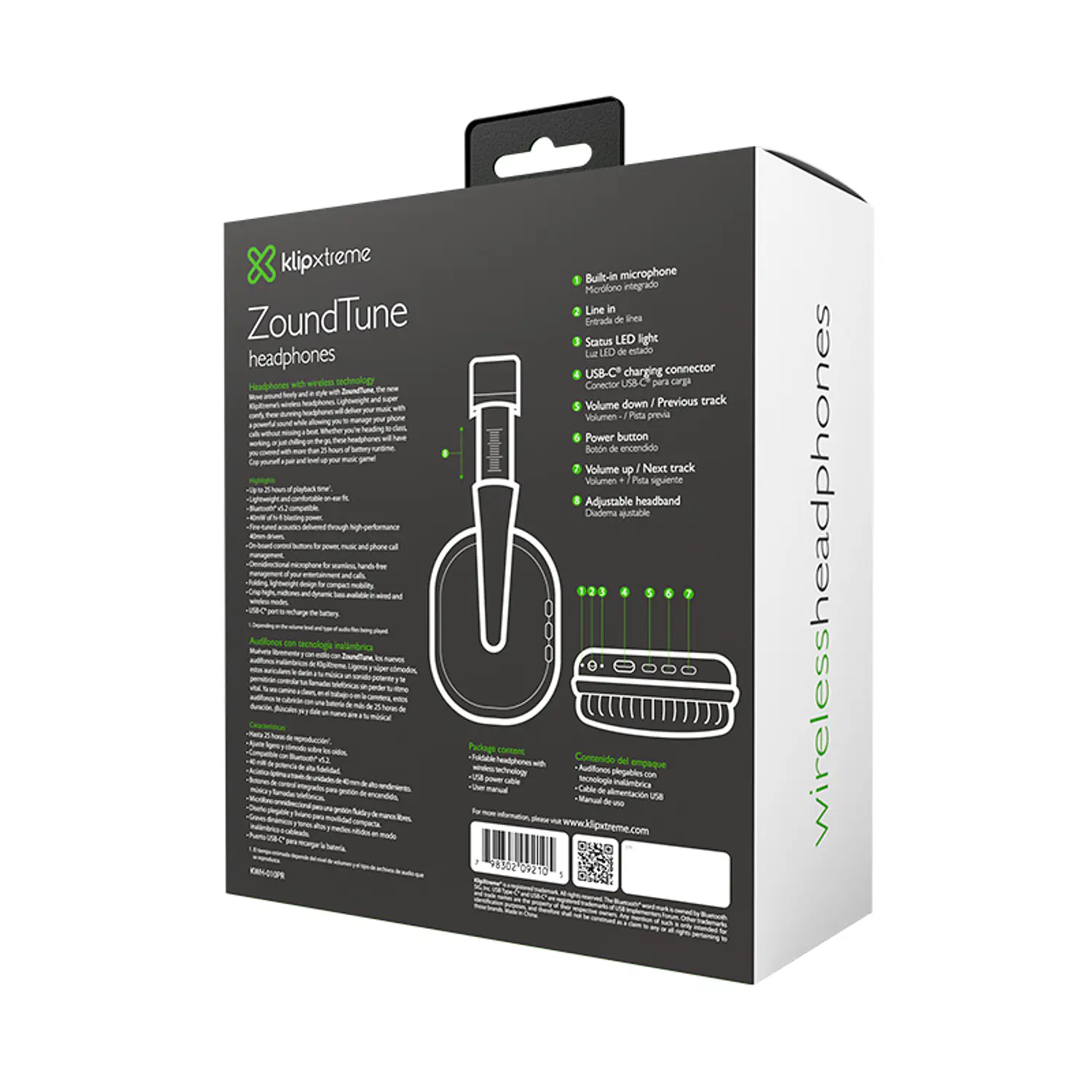 Klip Xtreme KWH-010BK ZoundTune Audífonos Bluetooth On-Ear, 25h, 3.5mm, Negro 6