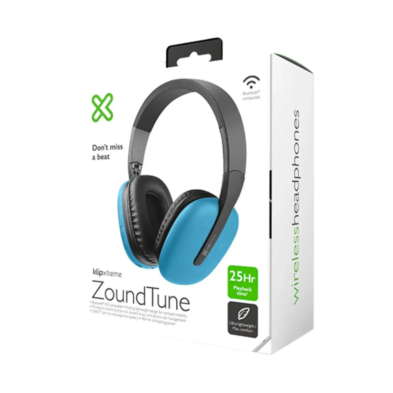 Klip Xtreme KWH-010BL ZoundTune Audífonos Bluetooth On-Ear, 25h, 3.5mm, Azul 5