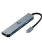 Xtech XTC-571 Hub USB-C 7 en 1, HDMI 4K, USB 3.0, SD/microSD, PD 60W, Gris - Miniatura 1