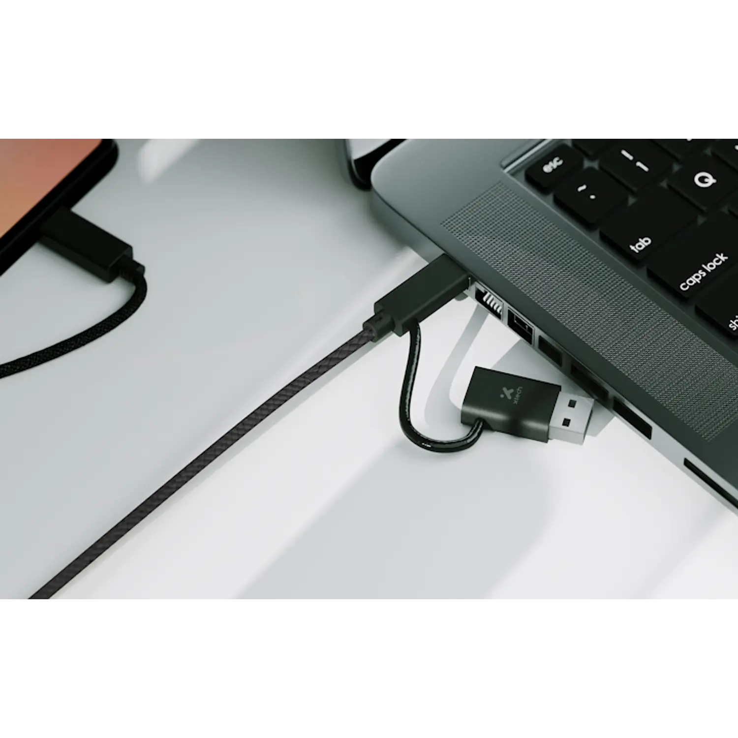 Xtech XTC-532, Cable USB-C 2 en 1 con Adaptador USB-A, 1,82 m, 60W, 480 Mbps 4