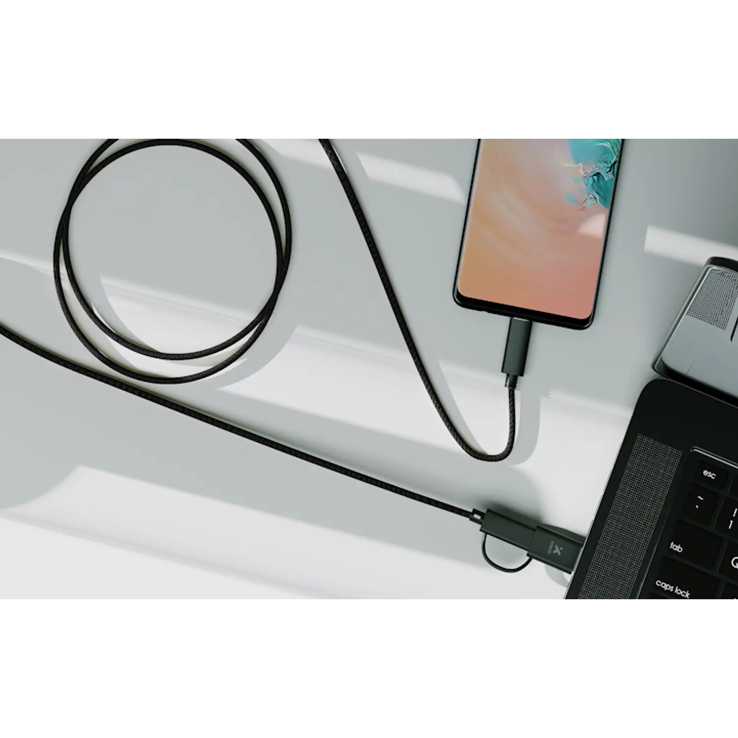 Xtech XTC-532, Cable USB-C 2 en 1 con Adaptador USB-A, 1,82 m, 60W, 480 Mbps 5