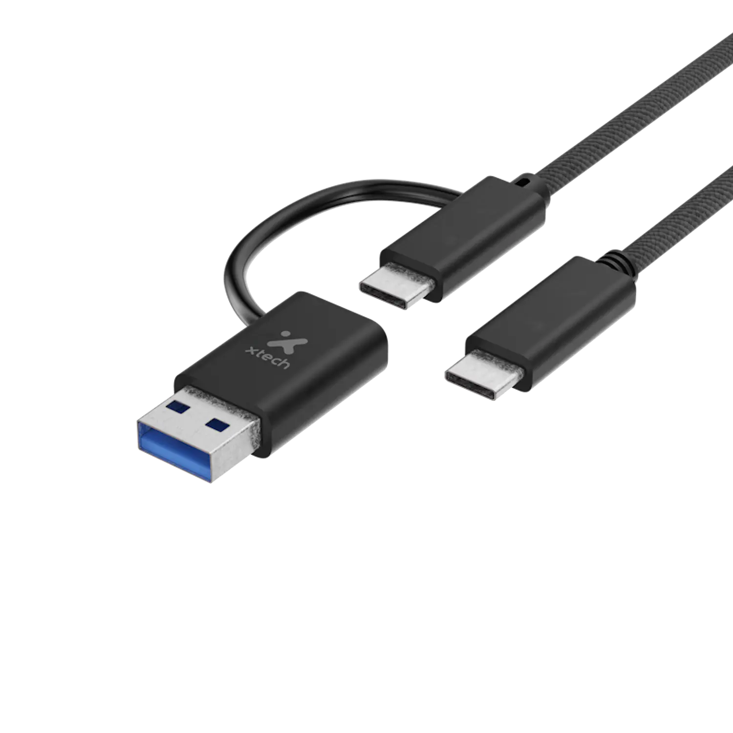 Xtech XTC-532, Cable USB-C 2 en 1 con Adaptador USB-A, 1,82 m, 60W, 480 Mbps 1