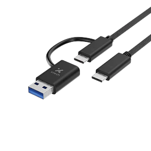 Xtech XTC-532, Cable USB-C 2 en 1 con Adaptador USB-A, 1,82 m, 60W, 480 Mbps