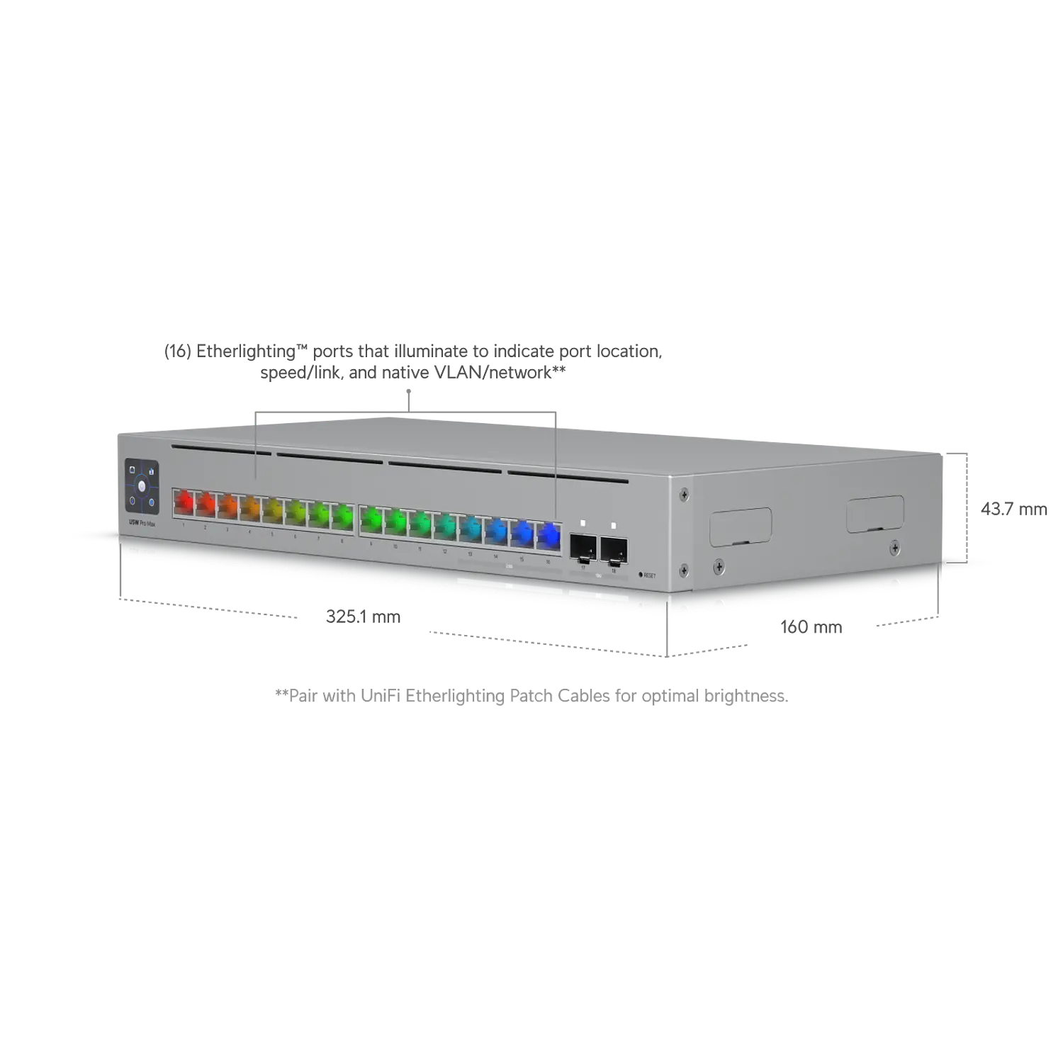 Ubiquiti USW-Pro-Max-16 Switch L3, 16 Puertos, 4x 2.5GbE, 2x SFP+ 10G 3