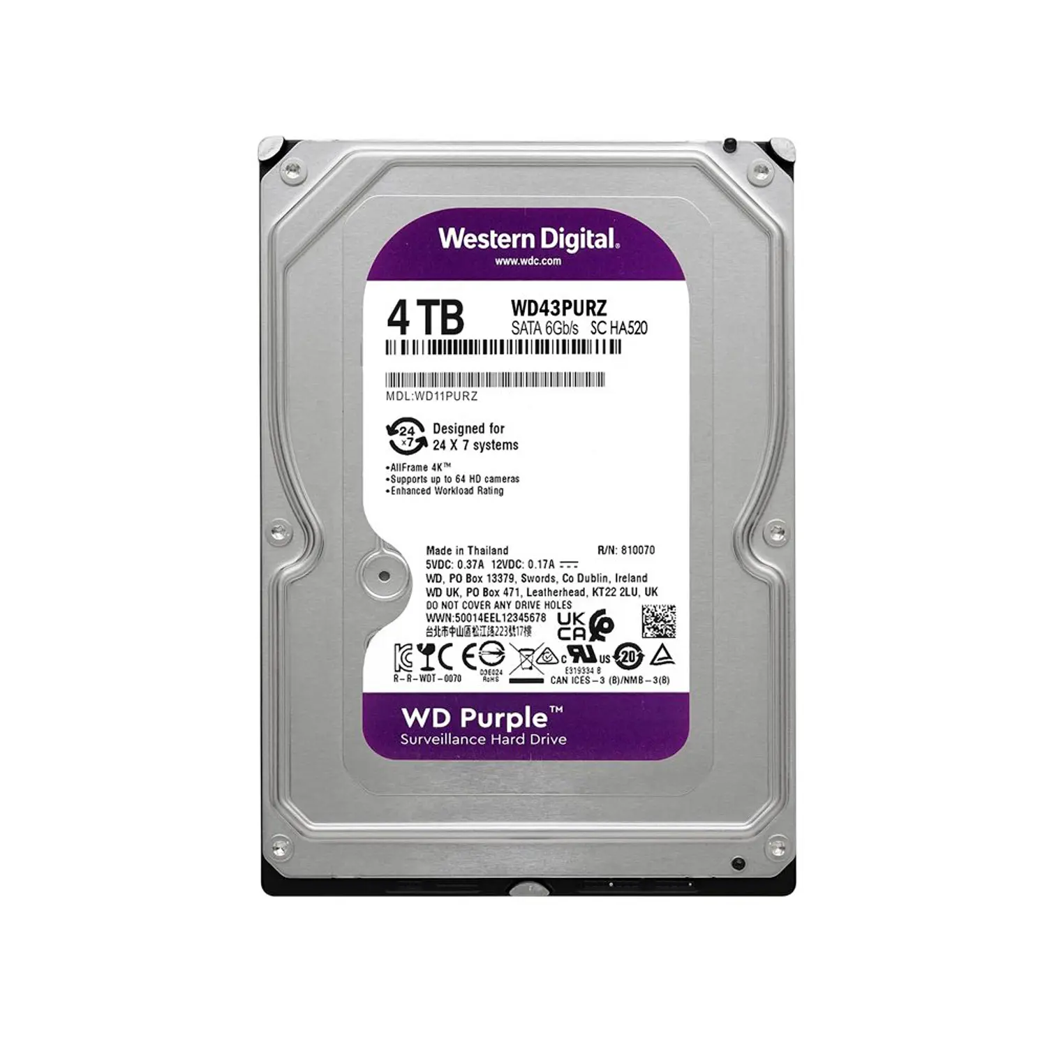 Western Digital WD Purple WD43PURZ, Disco Duro 4TB, 3.5