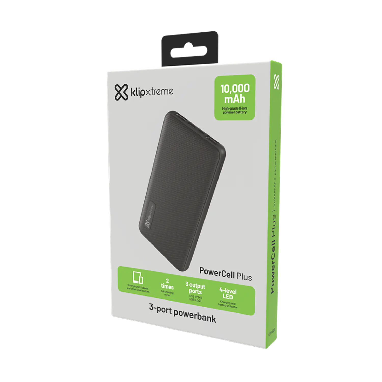 Klip Xtreme KPB-500 PowerCell Plus, Power Bank 10000mAh, USB-C 15W, 2 USB-A, Negro 6