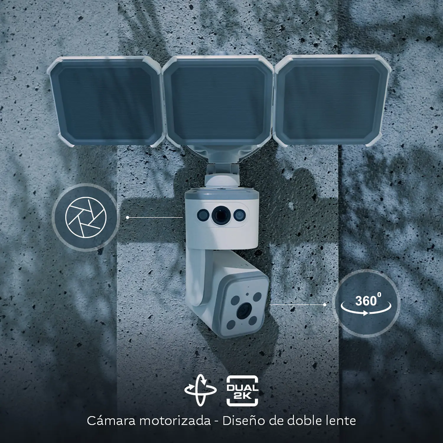 Nexxt Home NHC-FP50DL, Cámara Wi-Fi Doble Lente 2K, PTZ, Reflector 4000 lm, IP65, Blanco 3
