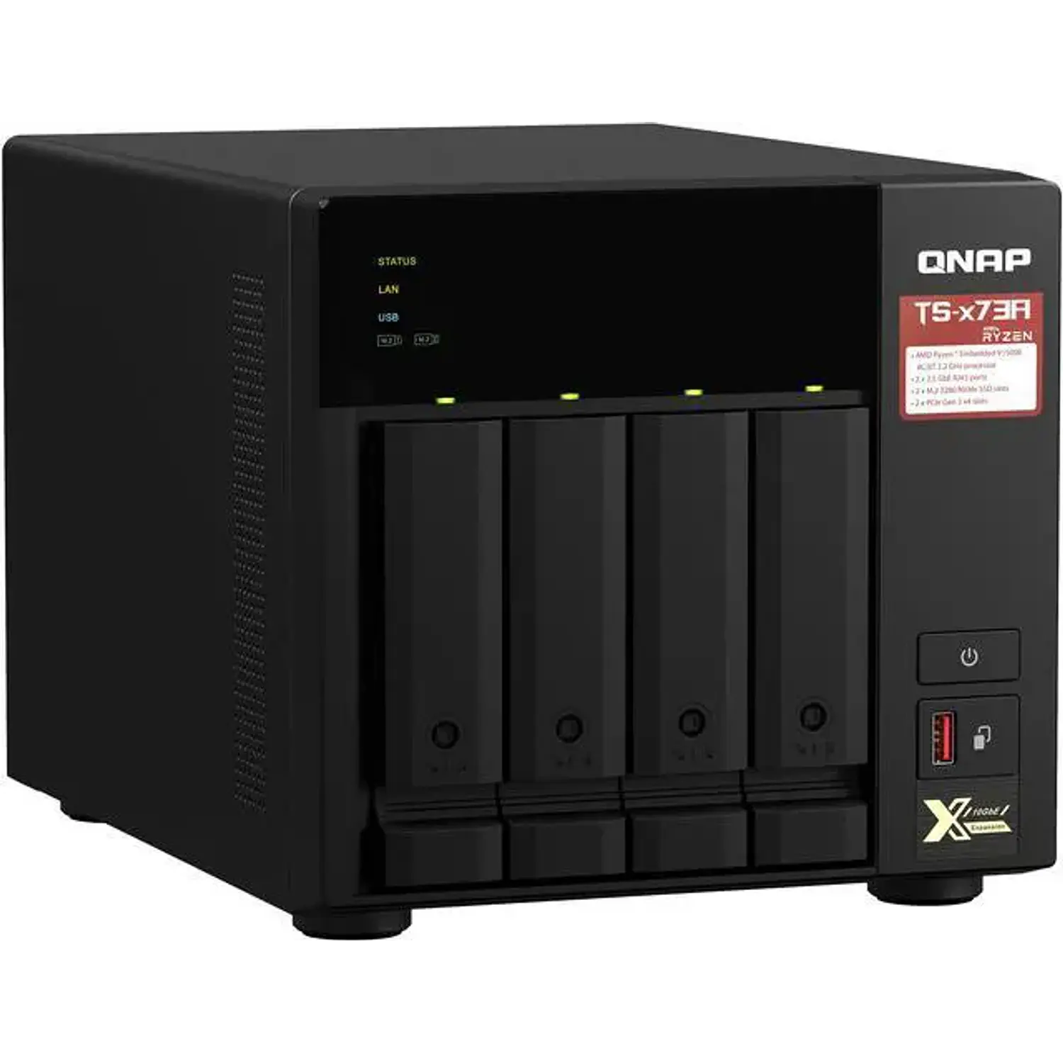 QNAP TS-473A-8G-US, Servidor NAS 4 Bahías, Ryzen V1500B, 8GB DDR4, 2x 2.5GbE, M.2 NVMe 2