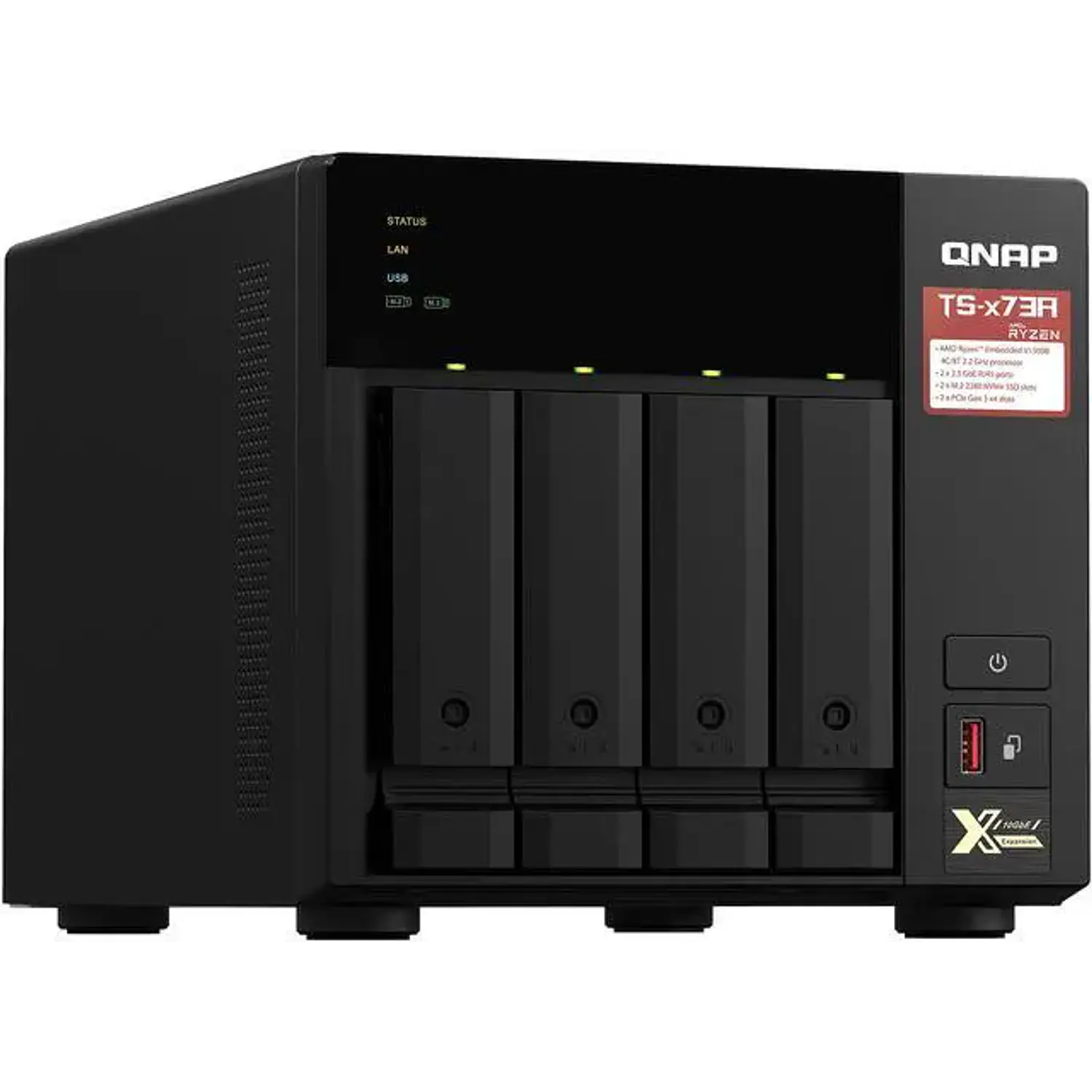 QNAP TS-473A-8G-US, Servidor NAS 4 Bahías, Ryzen V1500B, 8GB DDR4, 2x 2.5GbE, M.2 NVMe 3