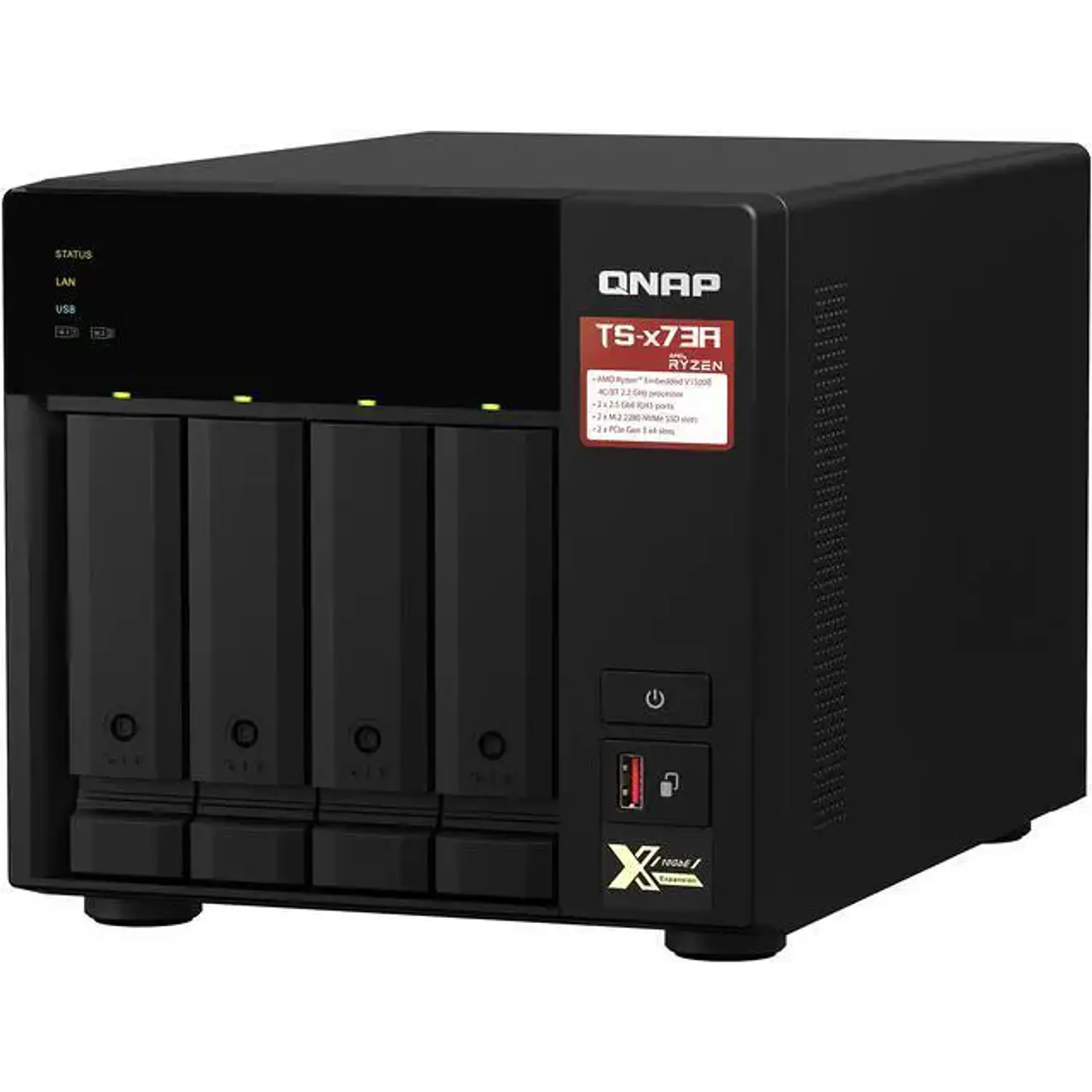 QNAP TS-473A-8G-US, Servidor NAS 4 Bahías, Ryzen V1500B, 8GB DDR4, 2x 2.5GbE, M.2 NVMe 4