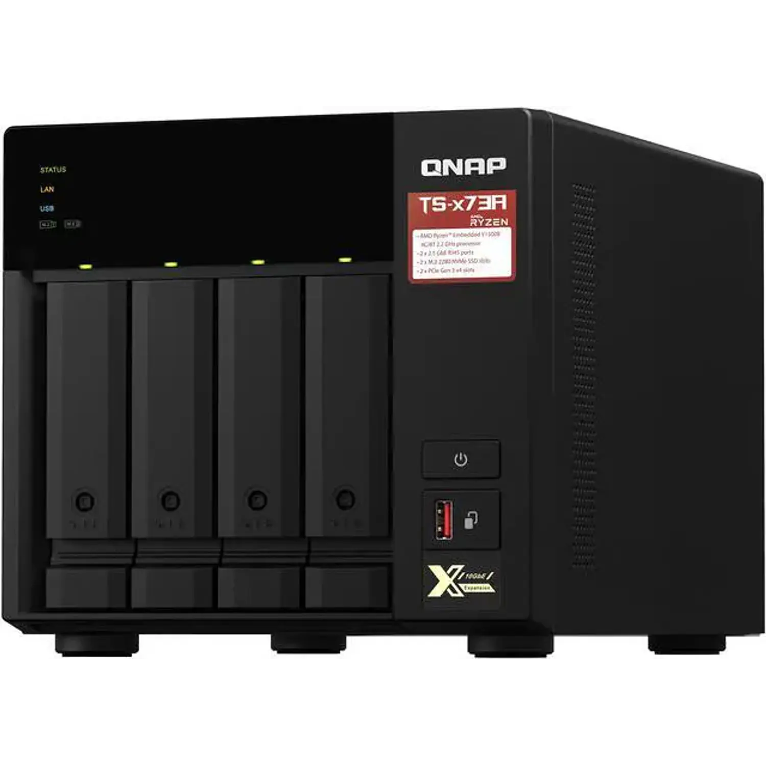 QNAP TS-473A-8G-US, Servidor NAS 4 Bahías, Ryzen V1500B, 8GB DDR4, 2x 2.5GbE, M.2 NVMe 5