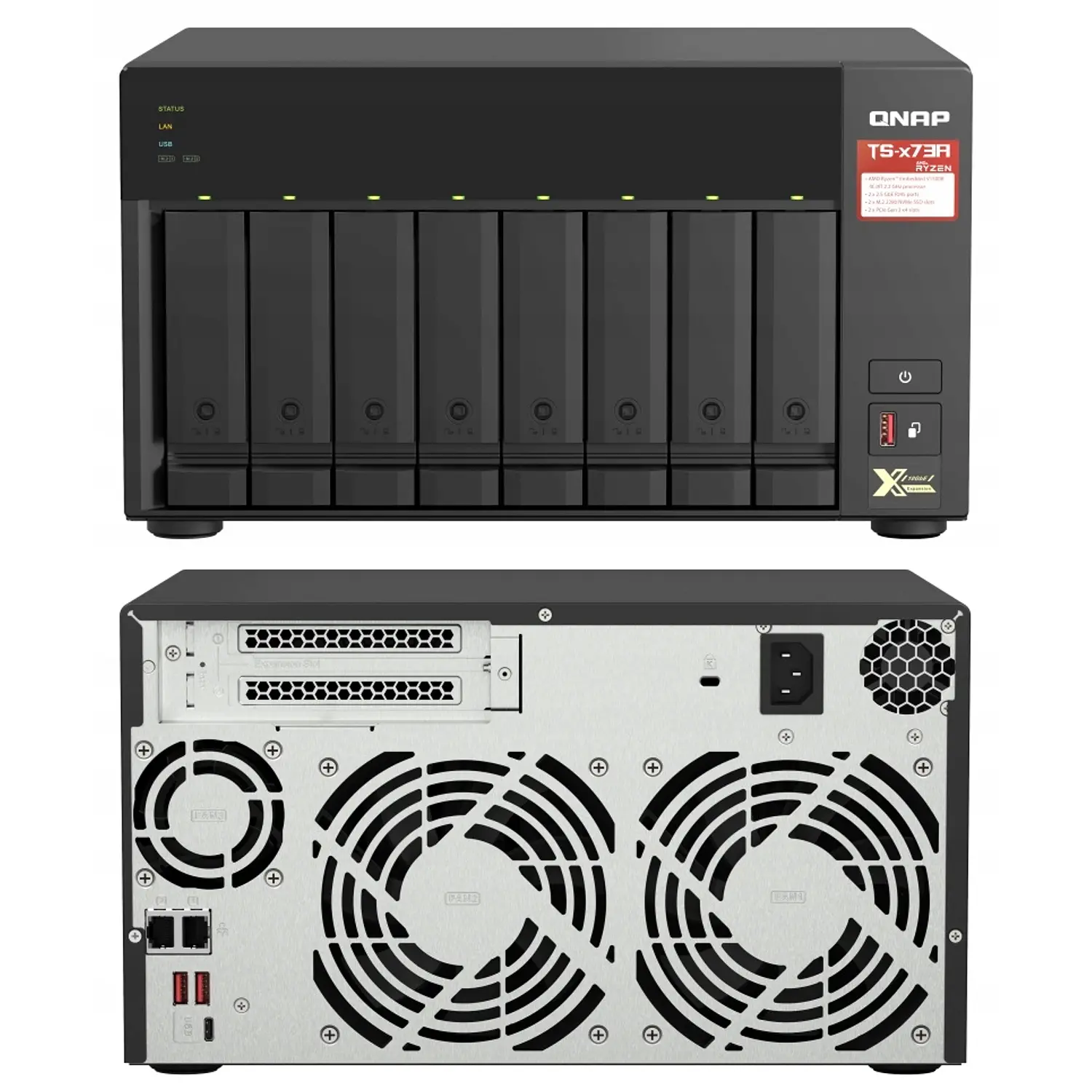 QNAP TS-873A-8G-US, Servidor NAS 8 Bahías, Ryzen V1500B, 8GB DDR4, 2x 2.5GbE, M.2 NVMe 4