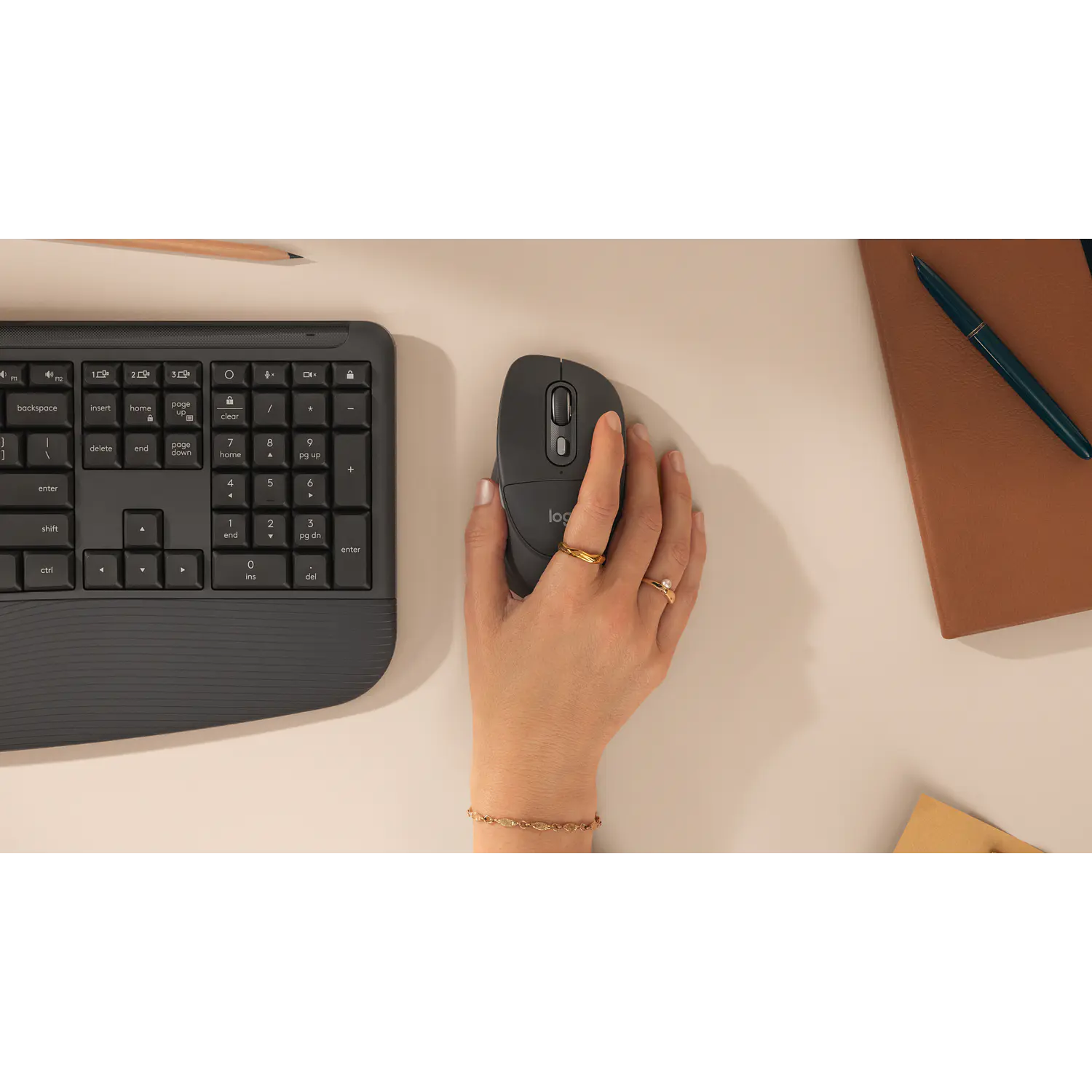 Logitech Signature Comfort Plus M850 L, Mouse Inalámbrico Bluetooth, 4000 DPI, SmartWheel, Grafito 8
