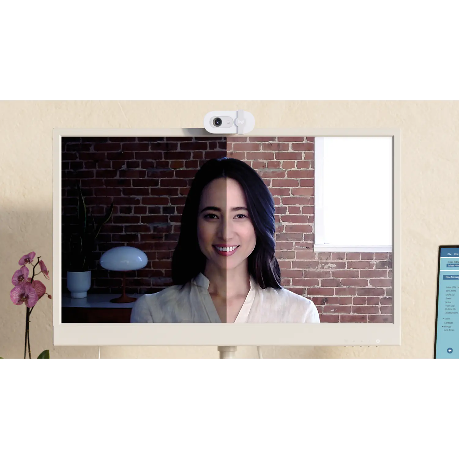 Logitech Brio 100 Webcam Full HD 1080p, RightLight 2, Micrófono, USB-A, Tapa de Privacidad, Blanco 7