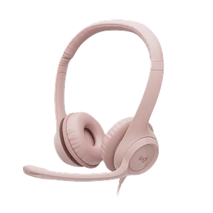 Logitech H390, Audífonos USB-A con Micrófono, Estéreo, Supresión de Ruido, Control en Cable, Rosa