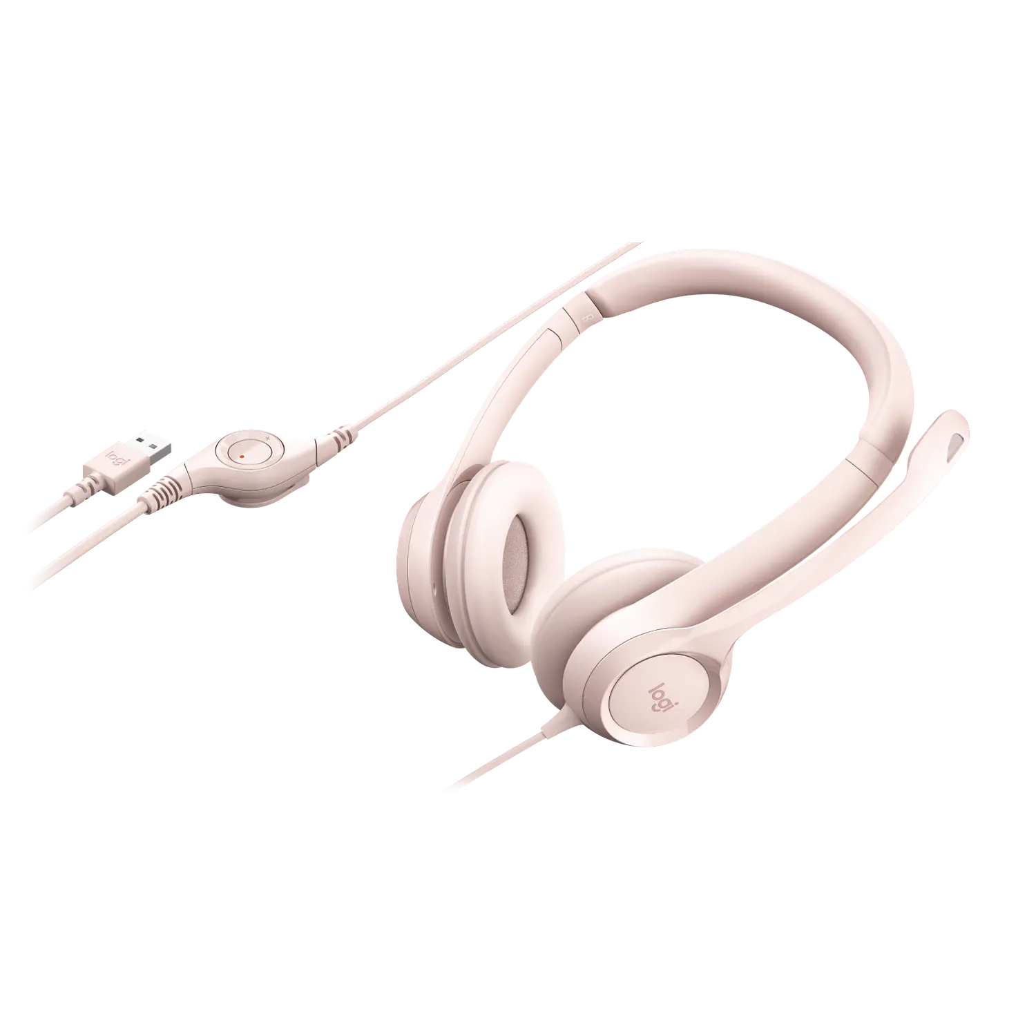 Logitech H390, Audífonos USB-A con Micrófono, Estéreo, Supresión de Ruido, Control en Cable, Rosa 2