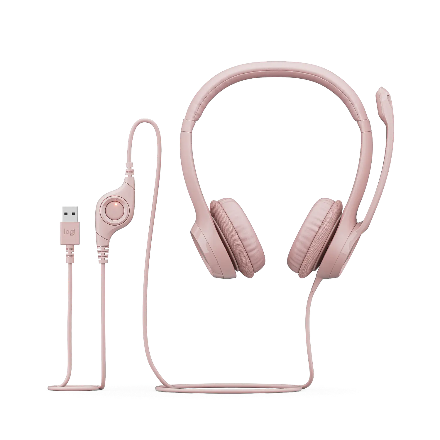 Logitech H390, Audífonos USB-A con Micrófono, Estéreo, Supresión de Ruido, Control en Cable, Rosa 5