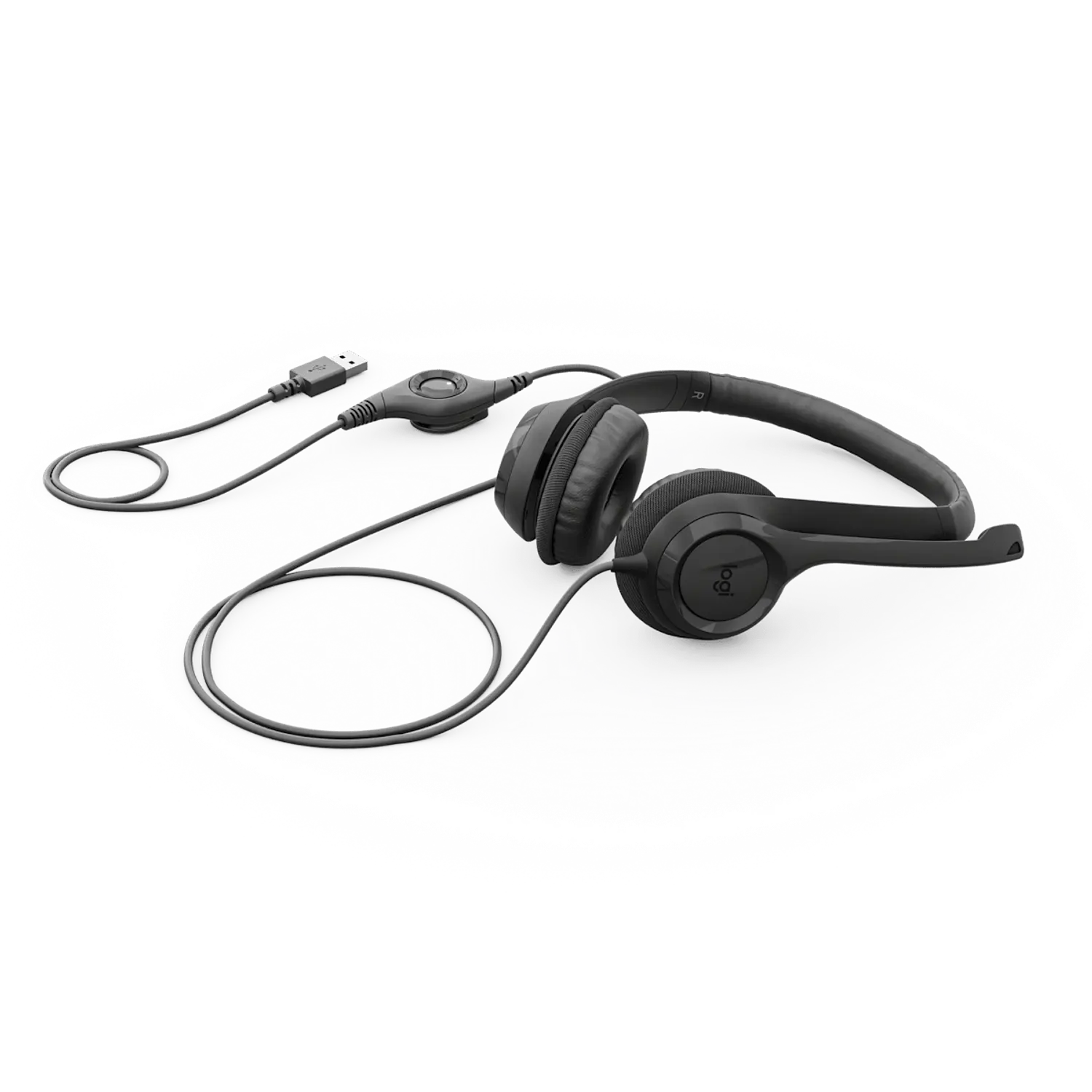 Logitech H390, Audífono USB-A con Micrófono, Estéreo, Supresión de Ruido, Control en Cable, Negro 5