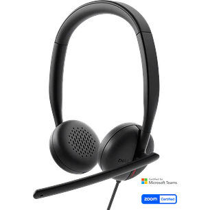 Dell Pro WH3024, Audífonos Alámbricos USB-C, Micrófono IA, Teams, Zoom, Adaptador USB-A, Negro