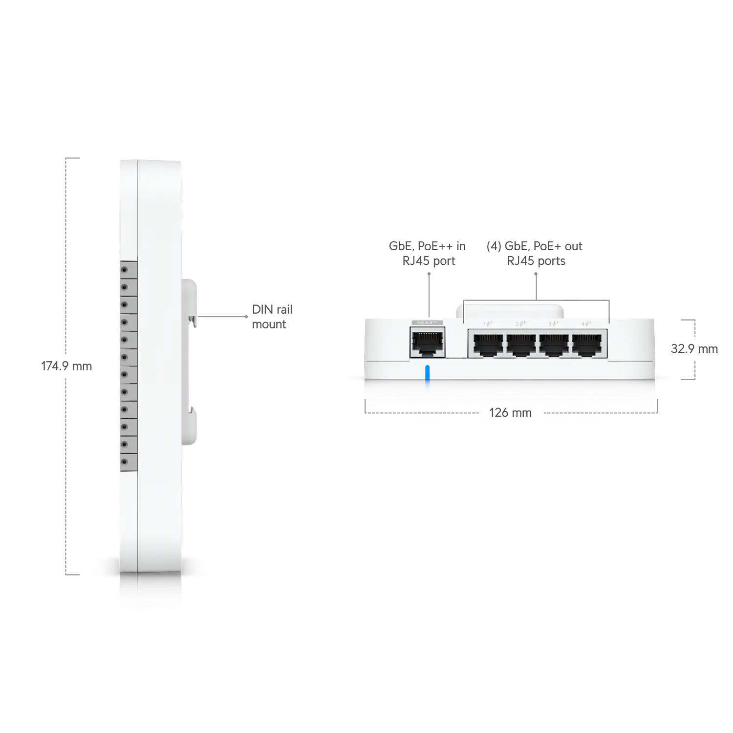 Ubiquiti UniFi Door Hub, Controlador de Acceso para 1 Puerta, PoE++, 5 Puertos GbE, Riel DIN 4