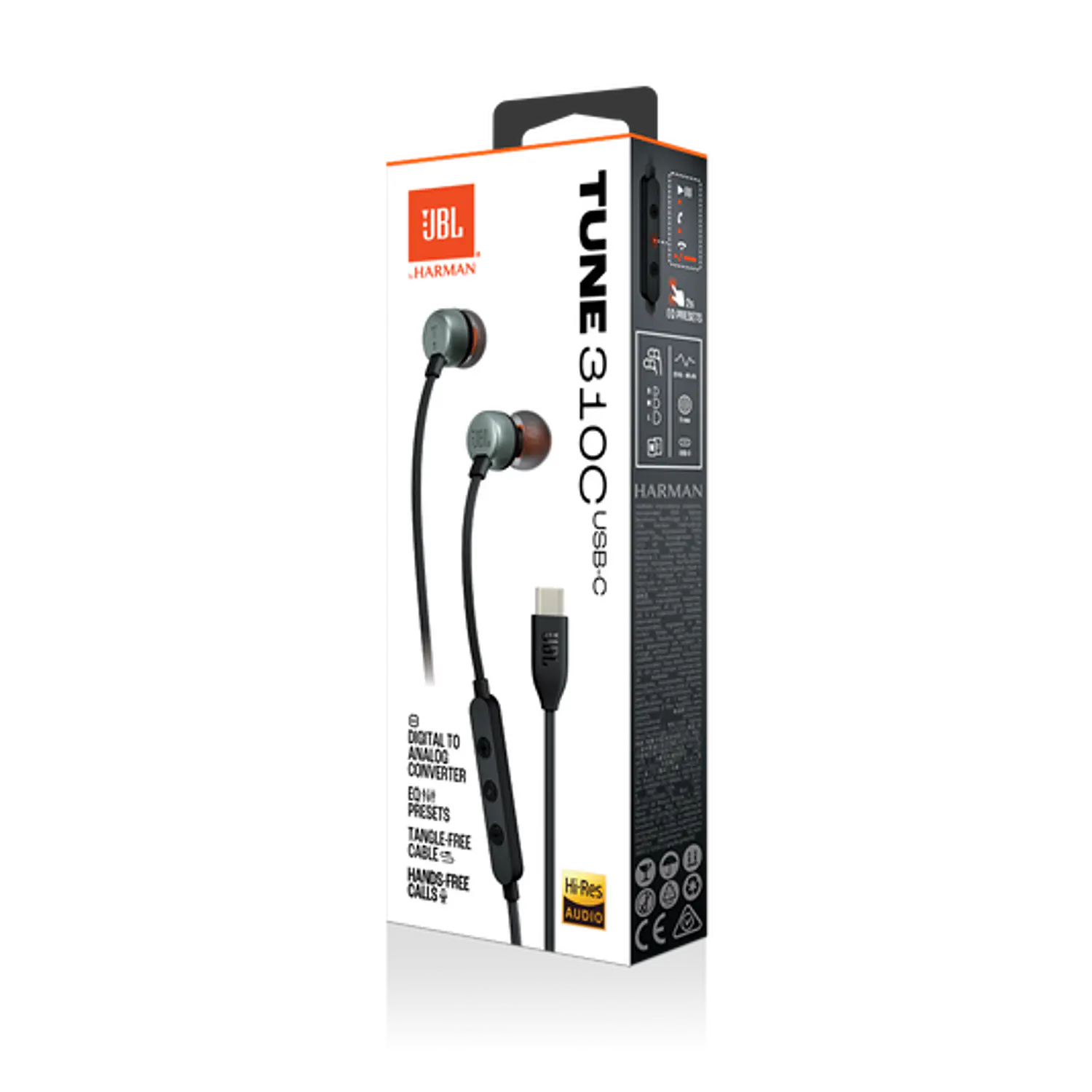 JBL Tune 310C USB-C, Audífonos Intraaurales Hi-Res, Pure Bass, Micrófono, Negro 7