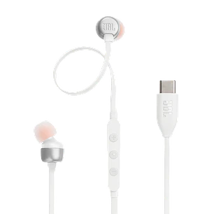 JBL Tune 310C USB-C, Audífonos Intraaurales Hi-Res, Pure Bass, Micrófono, Blanco